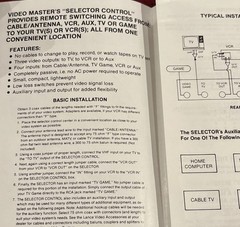 Video Master, Lance Industries Selector Control System, 1982 w Box, Manual