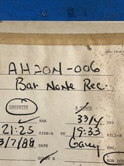 Vintage Chrome 120 Reel Tape, Glass Eye Bar None Recording 3/7/1988 Austin, TX