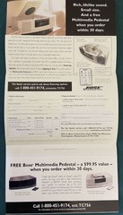 Bose Wave CD Player Brochure and Order Blank Paper Ephemera