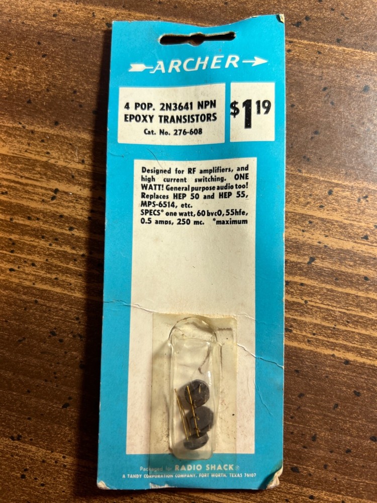 Vintage ARCHER Tandy Radio Shack Packaging ~ Epoxy Transistors (missing 1)