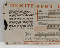 RARE Vintage 1949 Ohmite Parallel Resistance Calculator, Ohm’s Law Calculator