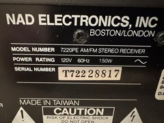 NAD 7220PE Power Envelope AM/FM Stereo Receiver UNTESTED estate sale- Powers On