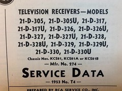 RCA Victor Television Data 1953 No. T4 KCS81 Chassis Series manual FREE SHIPPING