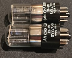 SYLVANIA 6SN7 GT VT-231 TUBE JAN CHS 1940s TOUGH DOG WHITE LABEL MATCHED SET