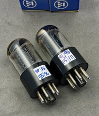(2) Westinghouse 6SN7GTB Tubes Short Bottle Black Plates D Getters Test Strong