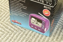 Vintage Lenoxx Sound TV-5I 5” Portable CRT Television Clear PURPLE Retro TV