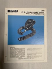 Original Vtg Altec D91P Hand Held Omnidirectional Dynamic Mic Spec Sheet (A3)