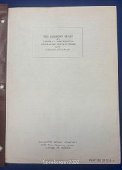 Original Hammond Organ General Description Manual w Circuit Diagrams – 1955 – #1
