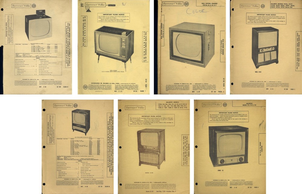 Sam’s Photofact Folders (7) for TVs See Description for detailed list PFAX18