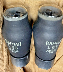 VERY RARE NOS GLASS TUBES MATCH PAIR L63 / 6J5G BRIMAR VINTAGE 1950’S [] GETTERS