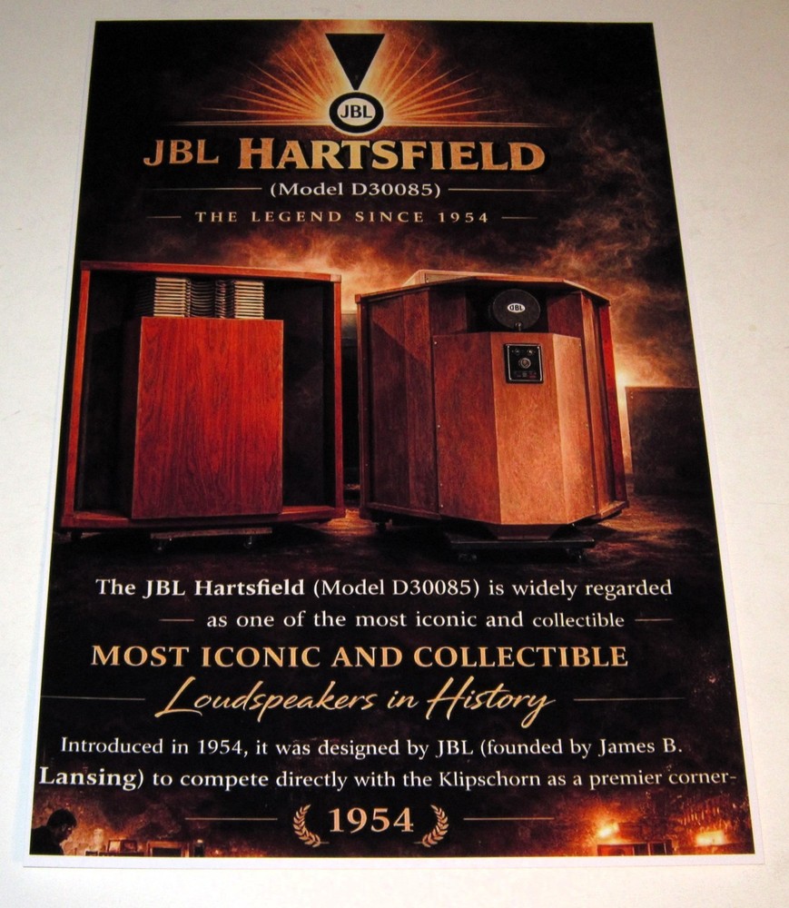 JBL Hartfield Home Speakers Poster 19″ x 13″ Audiophile Vintage ’54 Horns