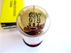 SYLVANIA 6SN7GTB AUDIO VACUUM TUBE BLACK T PLATE O GETTER, COIN BASE TV-7 TESTED