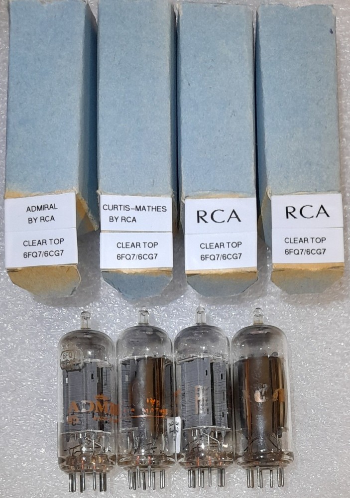 Matched Quad 6FQ7/6CG7 RCA clear top Vacuum Tubes, TV-7D will combine shipping