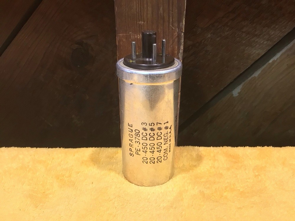 Sprague PE-3780 Plug In Electrolytic Can Capacitor 20/20/20uf 450VDC 20/20/20mfd