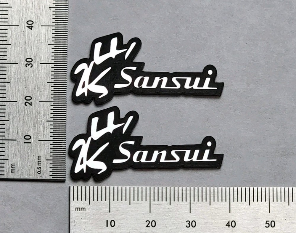 Sansui Speaker Badge Logo Emblem – Premium Silver Pair With Self Stick Adhesive