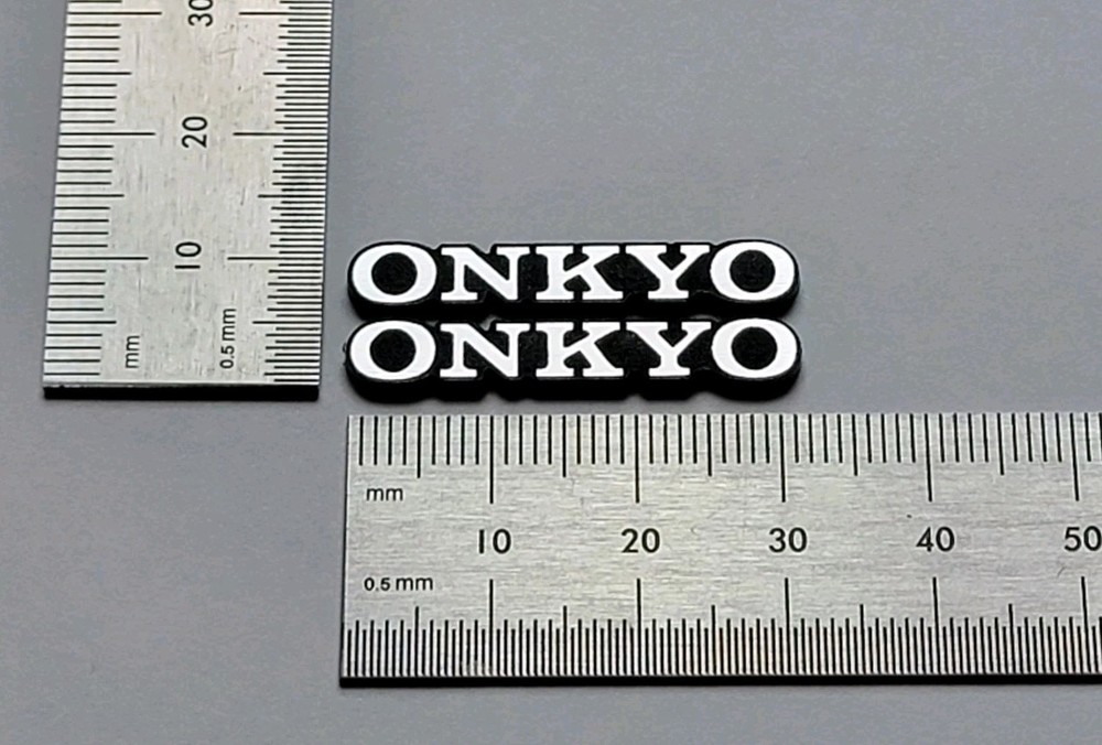 Onkyo Badge Logo Emblem Nameplate Premium Silver Pair With Self Stick Adhesive