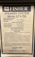 VTG Fisher STV-752 Floor Speakers 3-Way 10” Woofer 8 Ohm Studio Pair 90s