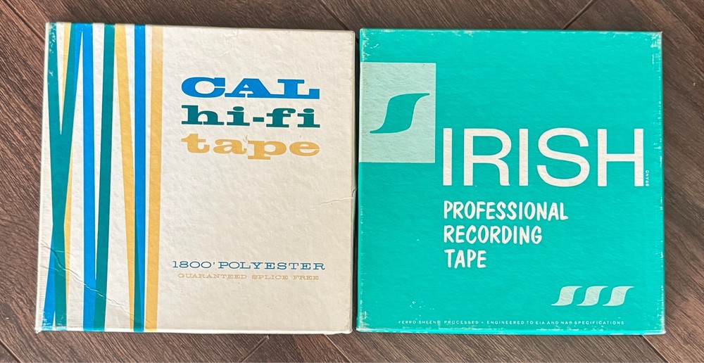 Vintage Reel-to-Reel Tape Lot 2 CAL Hi-Fi & Irish 7” Metal Reels Recorded Music
