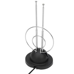 Telescopic FM Antenna Stereo Radio Receiver Indoor Rabbit Ears with 75 Ohm Wire