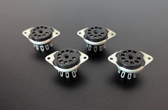 9-Pin Tube Socket BLACK Bottom Mount 3/4″ Hole 1-1/8″ Hole Centers (4 pcs) #L3