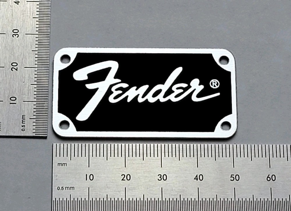 Fender Transitional Badge Logo for Amp, Case & Equiptment – Silver With Adhesive