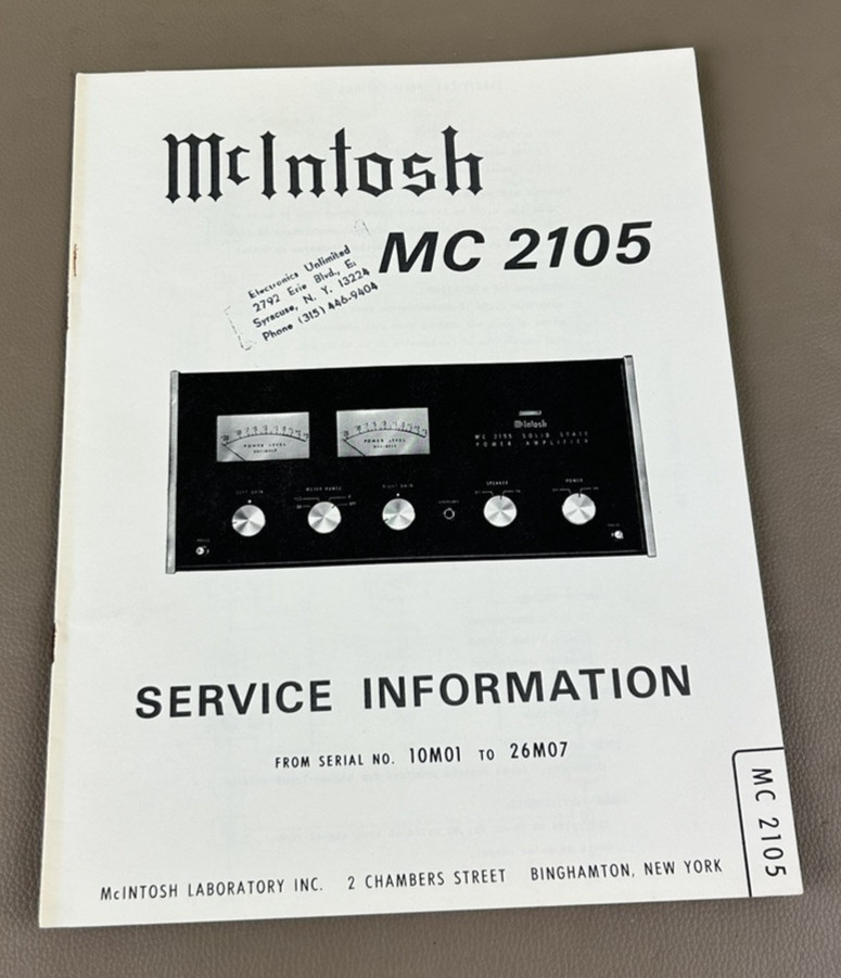 Mcintosh MC 2105 Amplifier Service Manual D-43