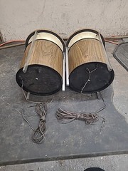 Vintage Pair Zenith Circle of Sound Speakers Wood Grain Round Retro Omni WORKING