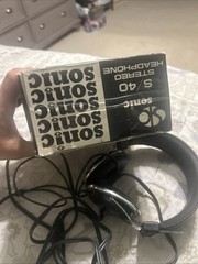 Vtg SONIC S/40 Stereo Headphones over ear cup Streamline guitar WORKS