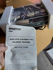 SPARTUS AM-FM CASSETTE RADIO CLOCK RADIO VINTAGE NEW IN BOX OLD STOCK RETRO