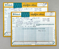 McIntosh Amplifier Clinic MC240 & C28 Performance Test Certificates – 1974