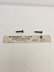 *Parting Out* Pioneer PL-516 Turntable | Plinth Emblem (Back Side)