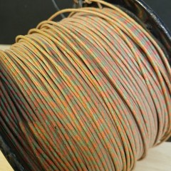 Near Full Roll Western Electric 20 Gauge Cloth Covered Wire Green / Red Stripe
