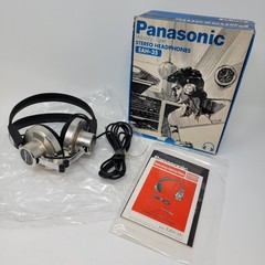 NOS Vintage Panasonic EAH-35 Velocity Type Stereo Headphones Retro Silver Black