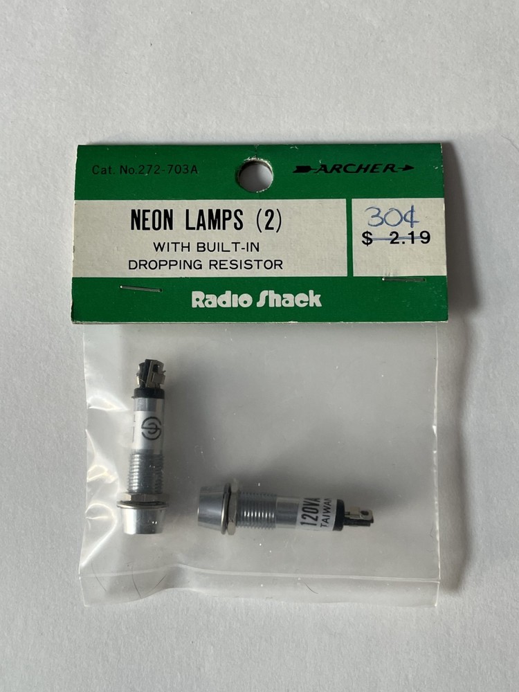 Vintage Radio Shack Neon Lamps (2) 272-703A Tandy Archer 🔥NEW NOS💥