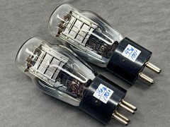 (2) RCA Cunningham 71A Power Tubes Silver Plates Engraved Bases Late 40s Strong