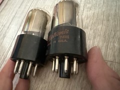 NOS Matched Quad GE 6SN7 GTB Red Label Side Getters OLD STOCK 60s