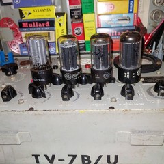 Four=4x TV7B/U RTest Strong 1951-55 5Y3GT BLACKPLATES GE NU Lrg D Gtr Tubes