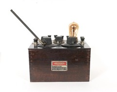 1922 Telmaco BR Radio & Matching BA Amplifier w/Good Tipped Amber Glass Tubes