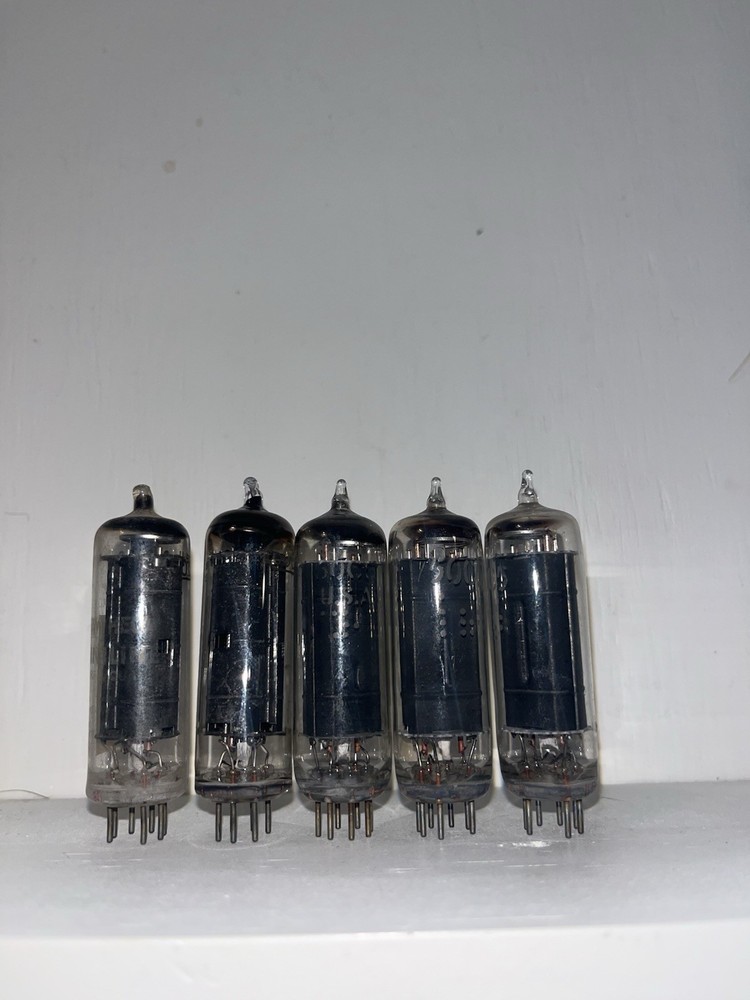 5 Unknown Brand Black Plate 50C5 Tubes TV7 Tested Good Non Matching See Photos