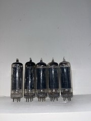 5 Unknown Brand Black Plate 50C5 Tubes TV7 Tested Good Non Matching See Photos