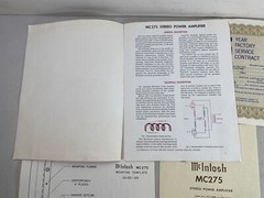 McIntosh MC275 Stereo Power Amplifier instruction Manual template Lot 43F11