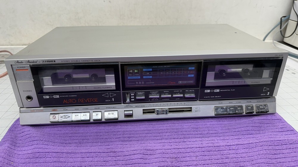 Fisher CR-W85 Studio Series Recording Dual Cassette Deck Stereo For Parts Repair