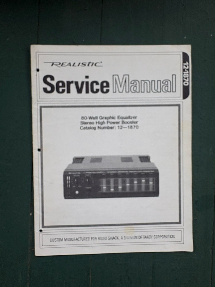 ORIGINAL Service Manual Realistic 80-WATT GRAPHIC EQUALIZER STEREO – JAPAN