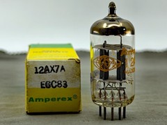 (1) NOS Amperex 12AX7A ECC83 Short Plate Dimpled Disc Getter Tests NOS Amplitrex