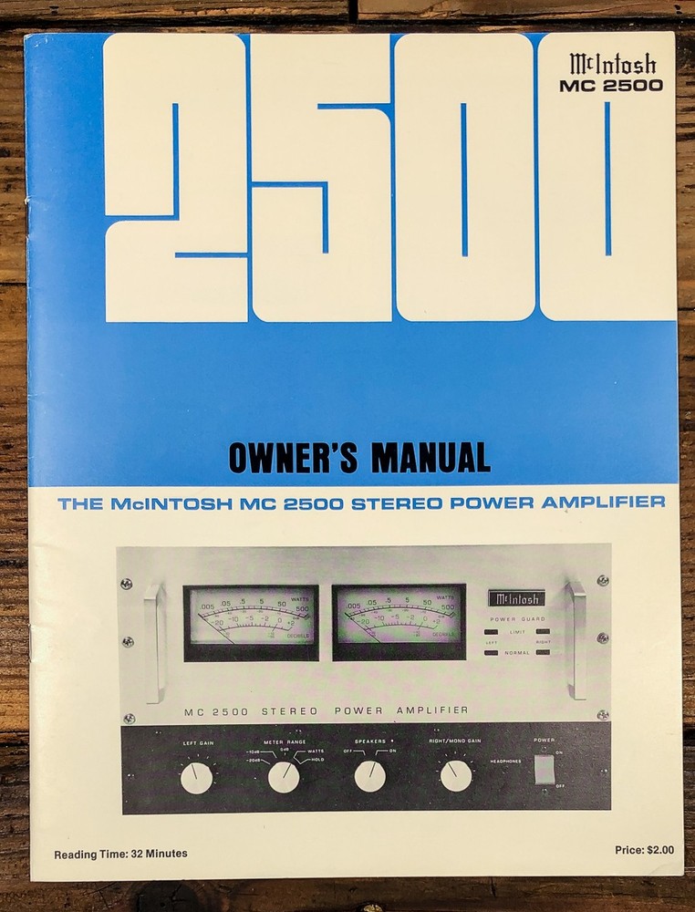 McIntosh MC 2500 MC-2500 Amplifier Issue 1 Service Manual *Original*