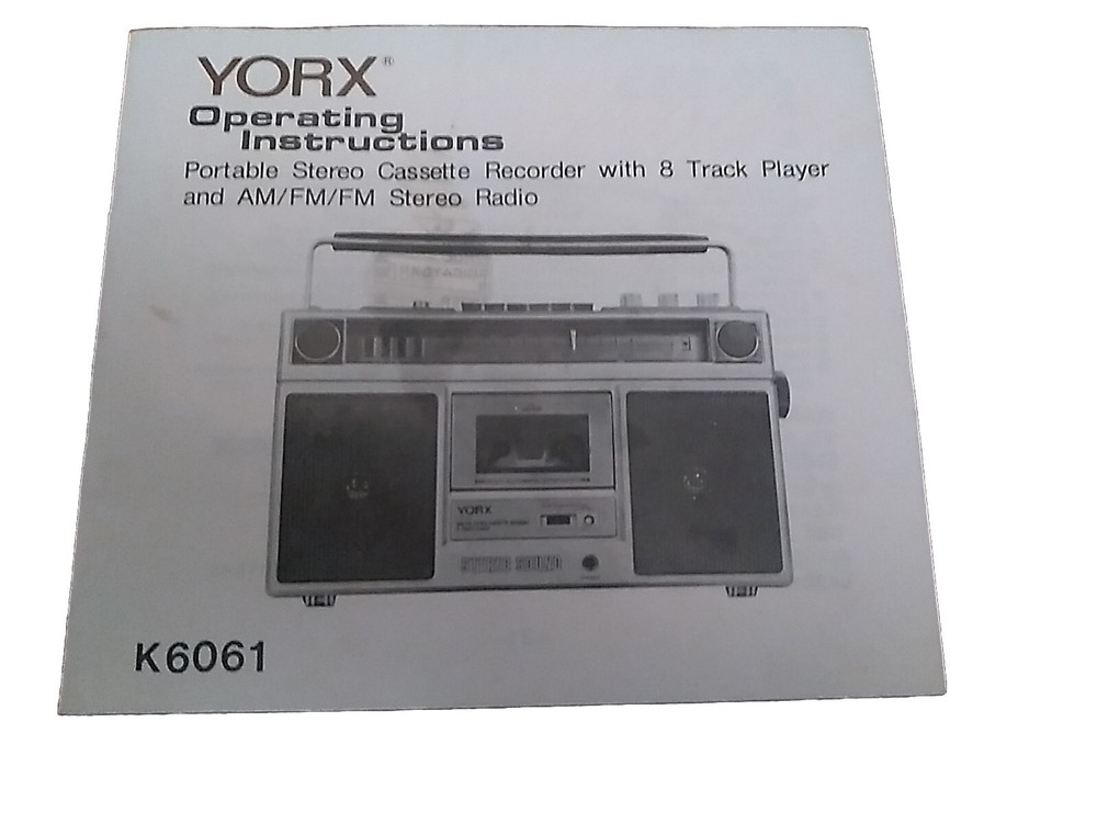 YORX York K 6061 cassette audio recorder 8 Track MANUAL