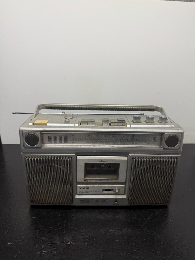 YORX K6061 Stereo Vintage Boom Box AM FM Radio Cassette 8 Track -Partial Working