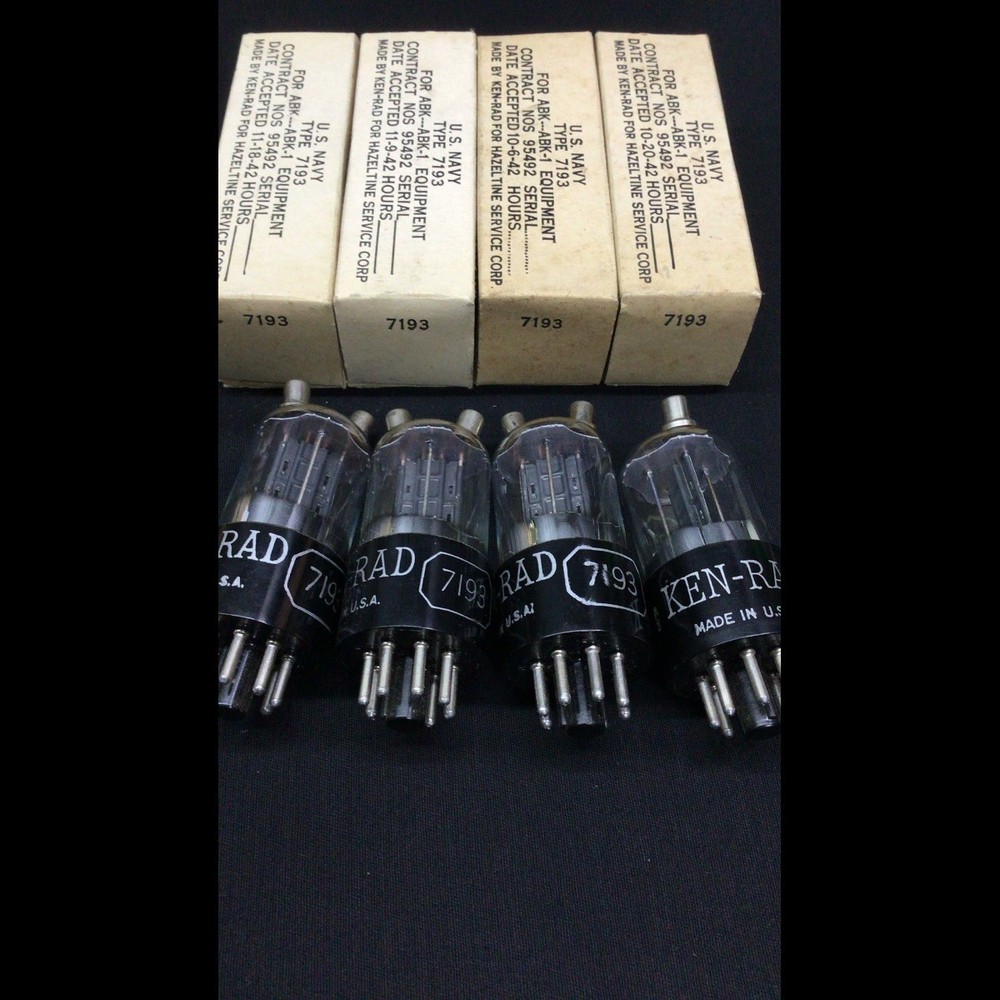 NOS QUAD (4) KEN RAD 7193 2C22 Black Plate (6J5 6SN7 sub) Vacuum Tubes C.9918