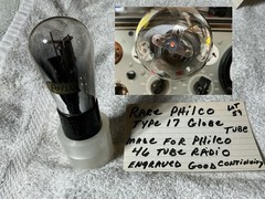 PHILCO TYPE 17 globe tube Mesh Plate For Model 46 Radio ENGRAVED BASE Test GOOD