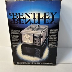 Bentley Deluxe Portable TV Black & White Television 5” Battery Powered Vintage